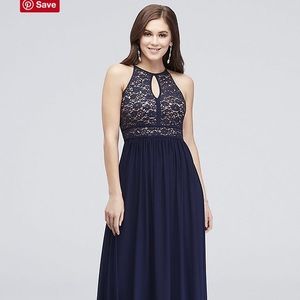 Navy Keyhole Lace David’s Bridal Dress